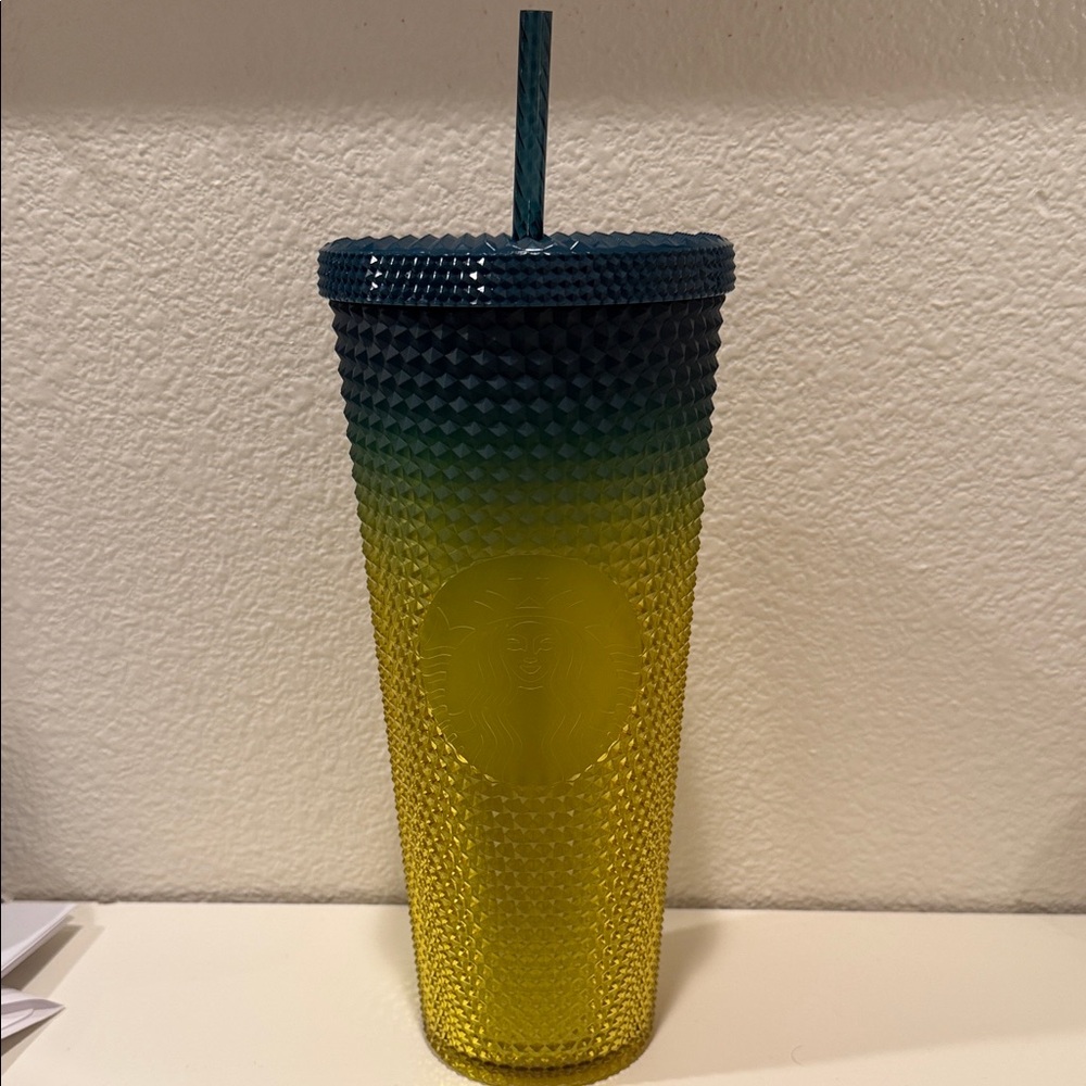 Starbucks Teal and Yellow Studded Tumbler